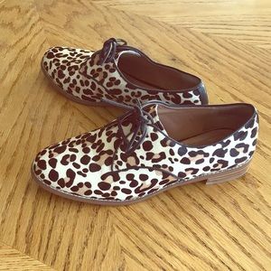 Halogen pony fur lace up oxfords